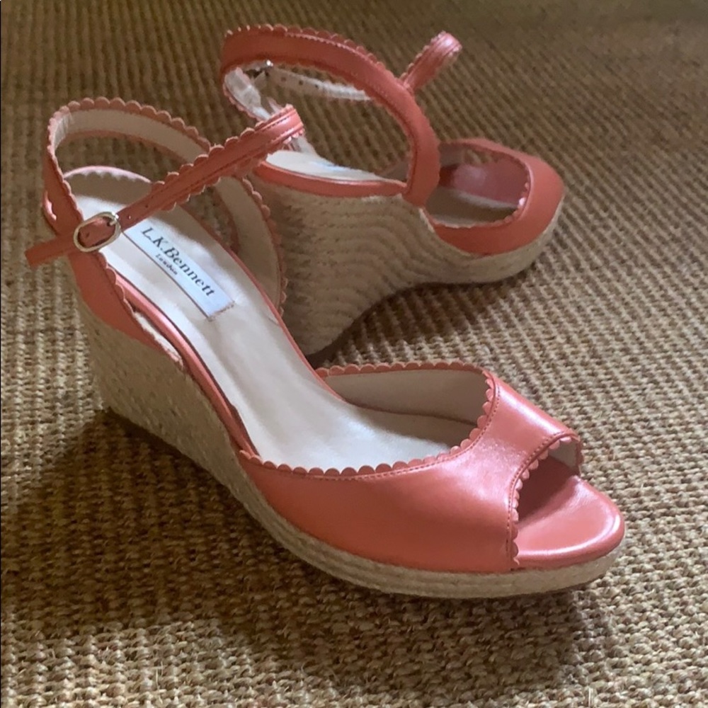 LK Bennett coral espadrille wedges